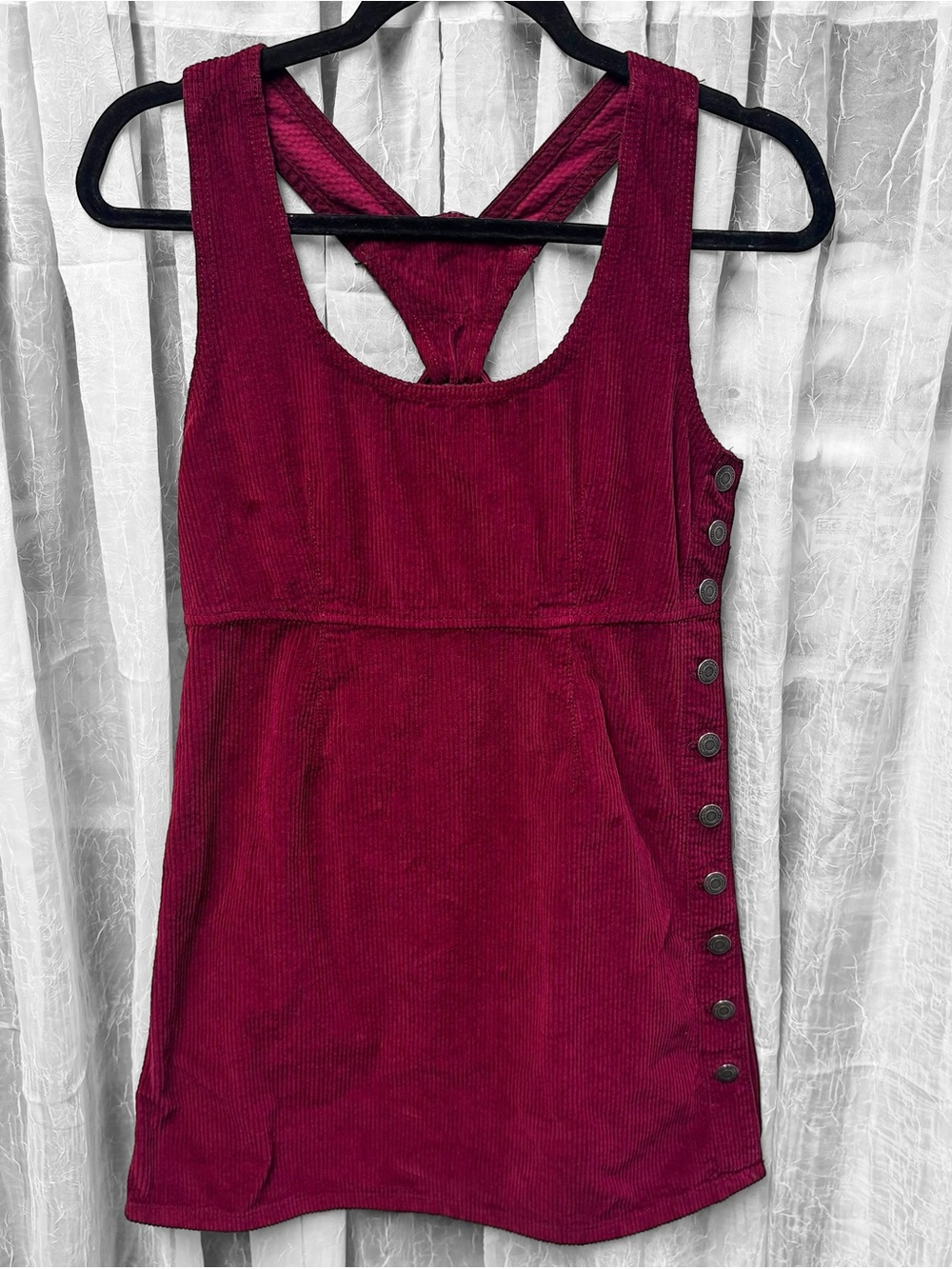 American Eagle Red Corduroy Overall Dress